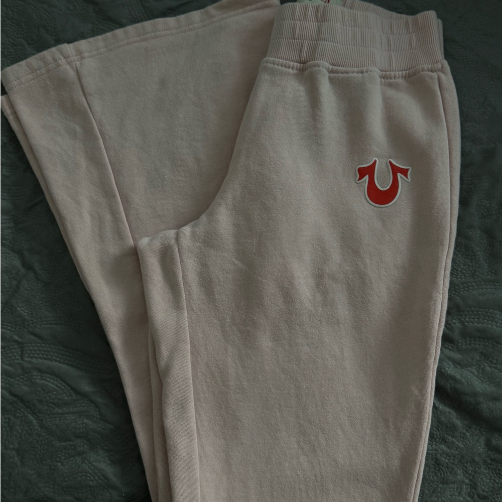 True Religion Light Pink Sweatpants with Red Logo Patch